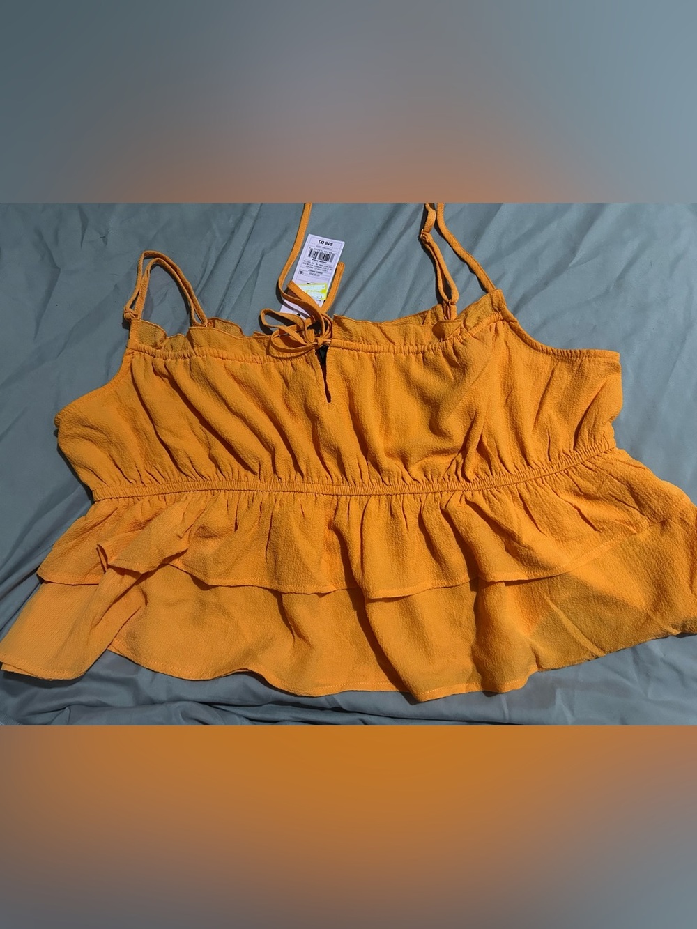 wild fable Orange Ruffled Cropped Tank Top